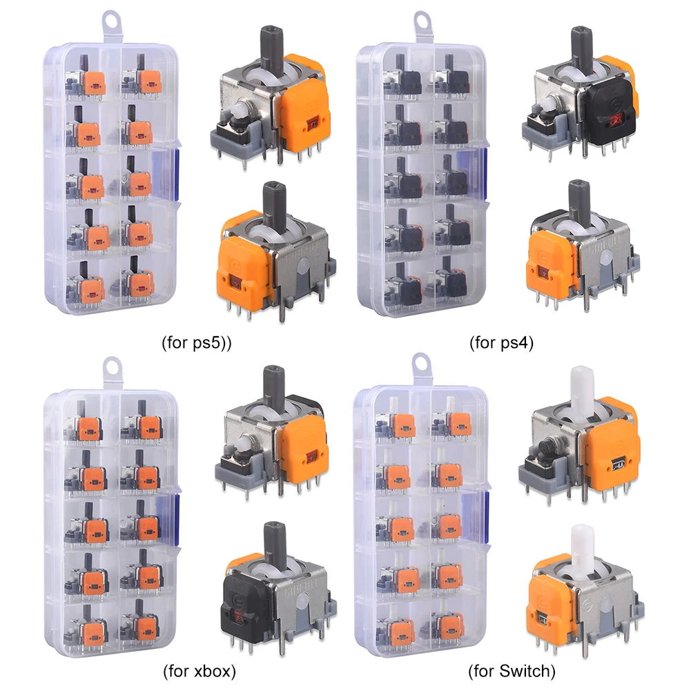 10Pcs 3D Hall Effect Joystick Analog Stick Sensor Module No Drifting Thumbsticks Module Repair Parts for PS4/5 for XBox/Switch