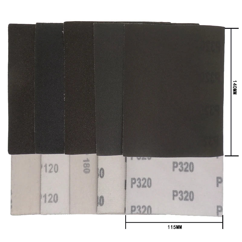 フックとループ付きのサンドペーパーキット,80-320グリットの品揃え,ウェットおよびドライパームサンダー用のサンディングペーパー,研磨,25個,115x140mm