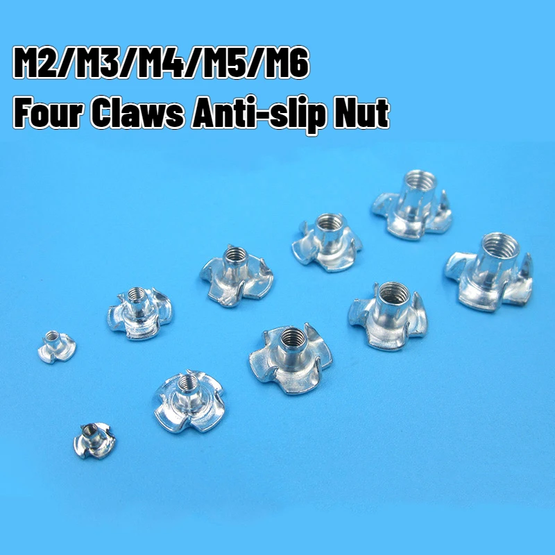 20Pcs M2 M3 M4 M5 M6 Zinc 4Claws Anti-slip Counterclaw Nut Sharp Flower Type Nut Model Gasoline Boat Oil Tanker DIY Accessories