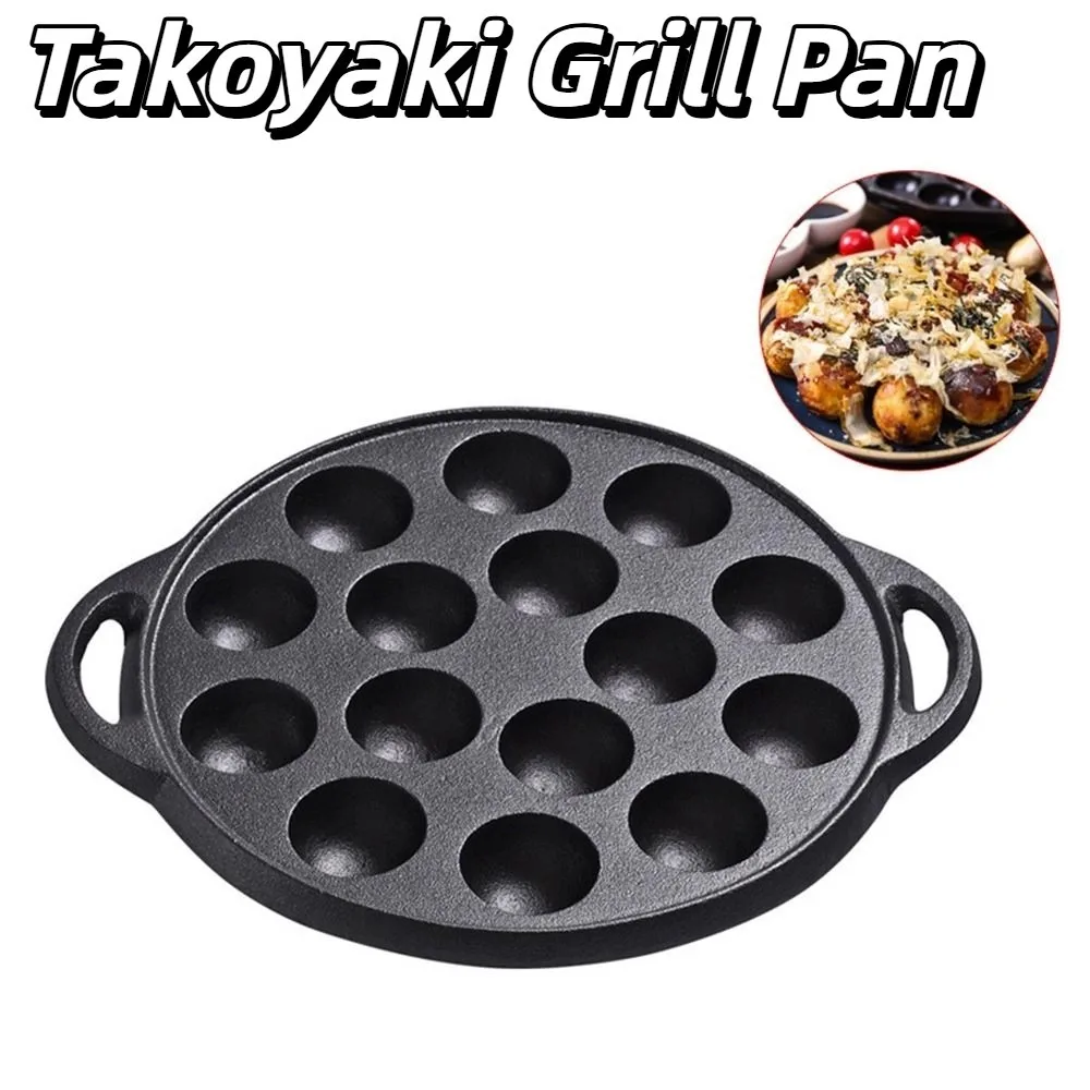 

Baking Tray 15 Holes Cast Iron Takoyaki Pan Nonstick Cast Iron Takoyaki Maker Household DIY Takoyaki Grill Pan Home Cooking