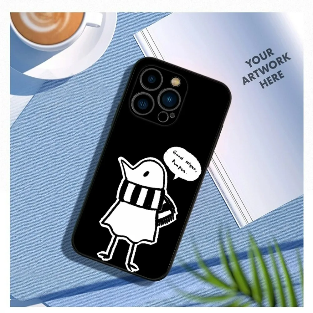 Goodnight Punpun Phone Case For iPhone 16,15,14,13,12 Mini 11 Pro XR,X,XS,MAX 7,8 Plus Silicone Cover Soft Black