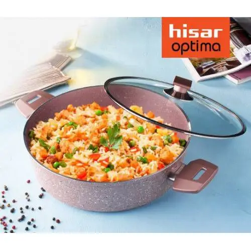 Hisar Optima 28 Cm Nonstick Frying Pan Skillet, Swiss Granite Coating Omelette Pan, Healthy Stone Cookware Chef's Pan, PFOA Free