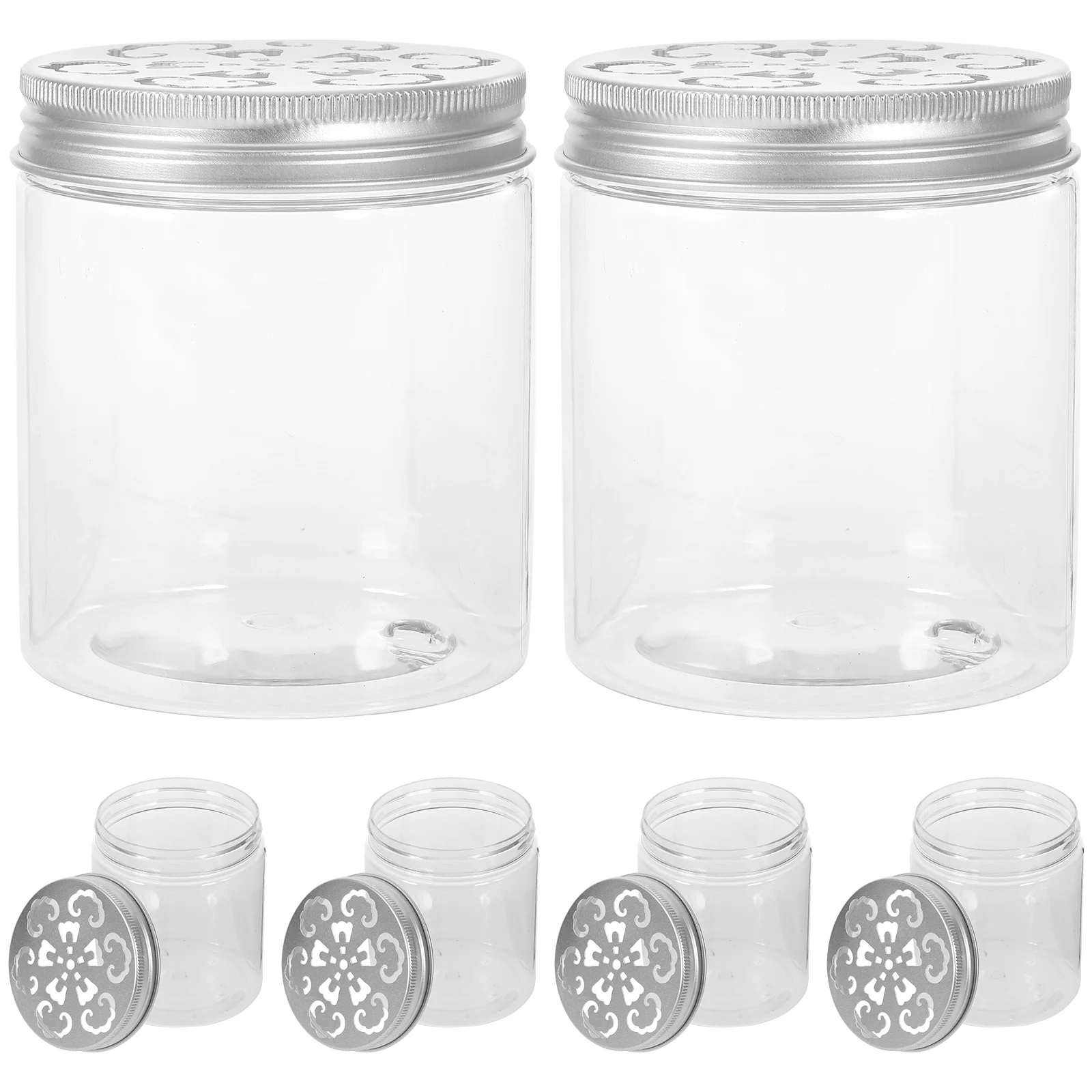 

6Pcs Small Clear Food Storage Jars Transparent Airtight Organizer Case Kitchen Pantry Tea Sugar Nut Container Stackable