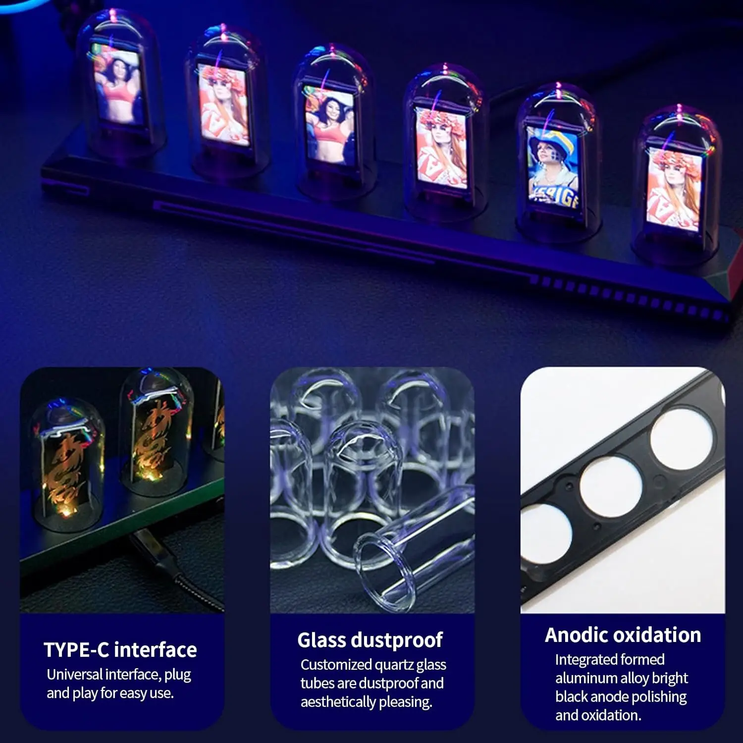 Nixie Tube RGB IPS Screen LED Retro Digital Clock Night Light,DIY Lamp Support Wi-Fi Time Calibration, APP Control, Weather Mode