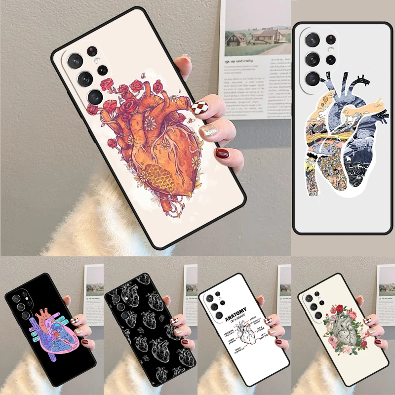 Medical Human Organs Heart Art Silicone Phone Case For Samsung Galaxy note 10 pro S26 S25 S24 S23 S22 S21 Plus Ultra Capa Cover