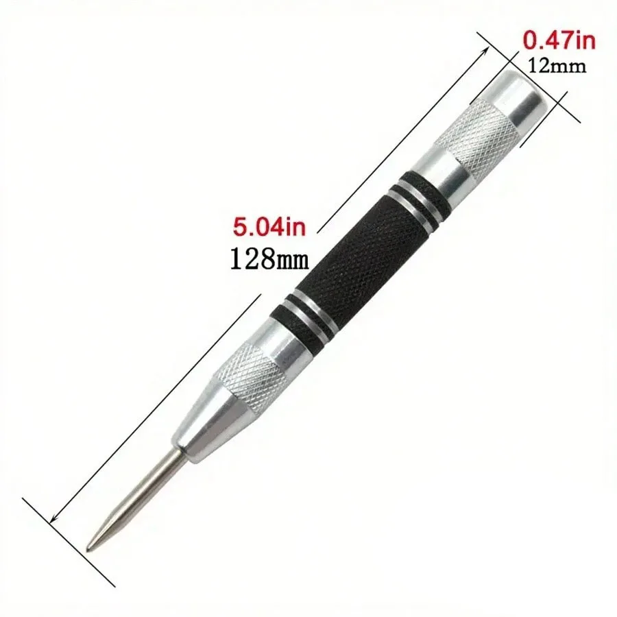 1pcs Automatic Center Punch for Metal, Spring Loaded Center Punch Tool, Adjustable Spring Impact Center Marker Scriber Tool