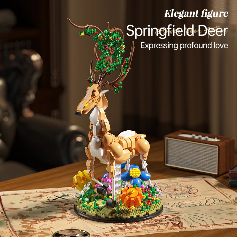 Deer Animal Model Building Block Toy High Difficulty Assemble Puzzle Set Intelligence Enhancing Construction Toy Gift