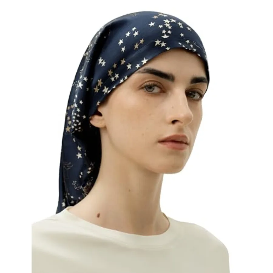 

Шелковый чепчик из 100% тутового шелка для сна, длинный, для кудрявых волос, ночной чепчик для сна, повязка для волос для женщин