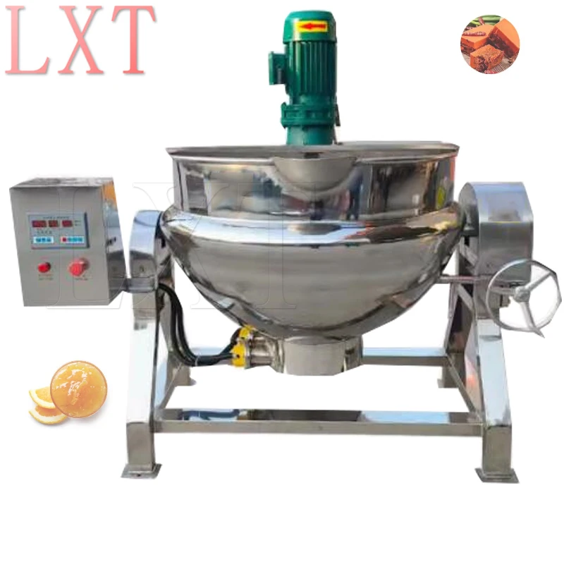 

Tilting Soup Boiling Cooking Jacketed Kettle Industrial 50-400 Liters Meat Jam Cooker Sauce Mixing Cooking Mixer