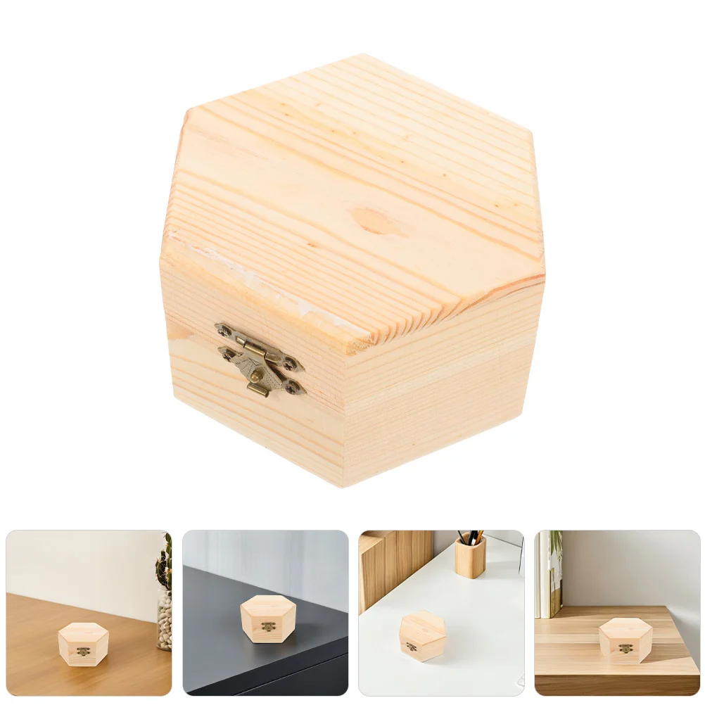 2 قطعة صندوق مجوهرات خشبي صغير لم تنته صندوق تخزين الحرفية خمر حلية المنظم للمنزل متجر السفر Diy بها بنفسك مجوهرات خشب الصنوبر #1