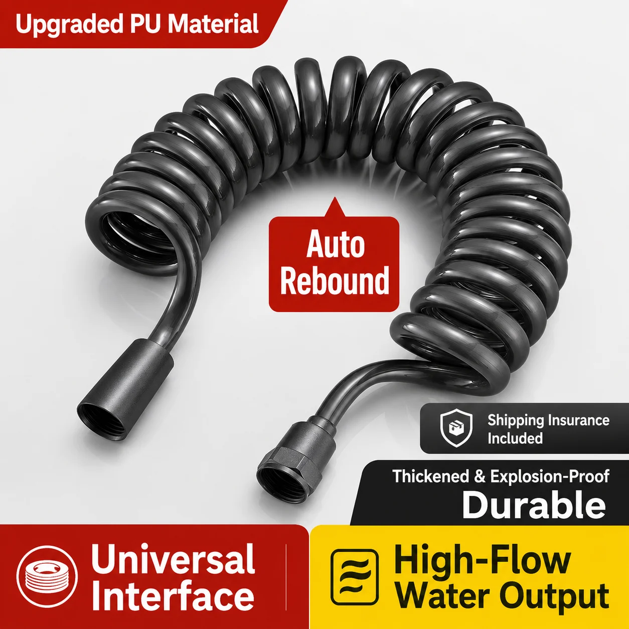 Flexible Spring Coiled Hose G1/2 Universal Retractable PU Shower Pipe Anti-Tangle For Toilet Bidet Sprayer Bathroom Accessory