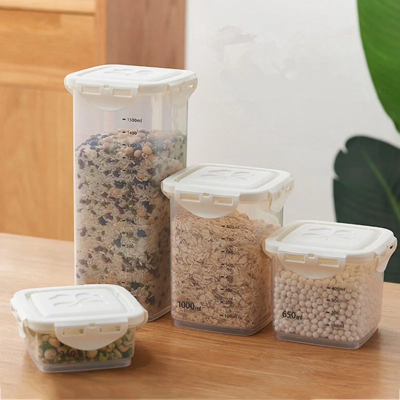 Plastic Storage Jars with Airtight Lid Food Storage Containers for Pantry Organization and Storage for Cereal Flour Sugar