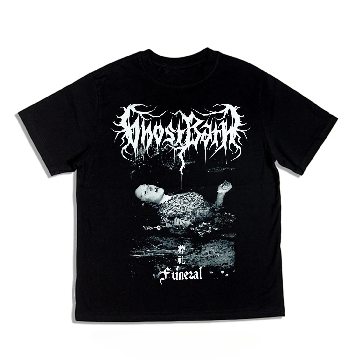 Digital Direct Injection Rock Ghost Bath Band Print Loose-Sleeved T-Shirt of Heavyweight Pure Cotton for Both Men and Women