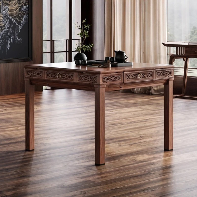 

Nordic Creative Mahjong Table Modern Wooden Automatic Shuffling Roller Coaster Mahjong Dining Table 2-in-1 Home Furniture FYMT