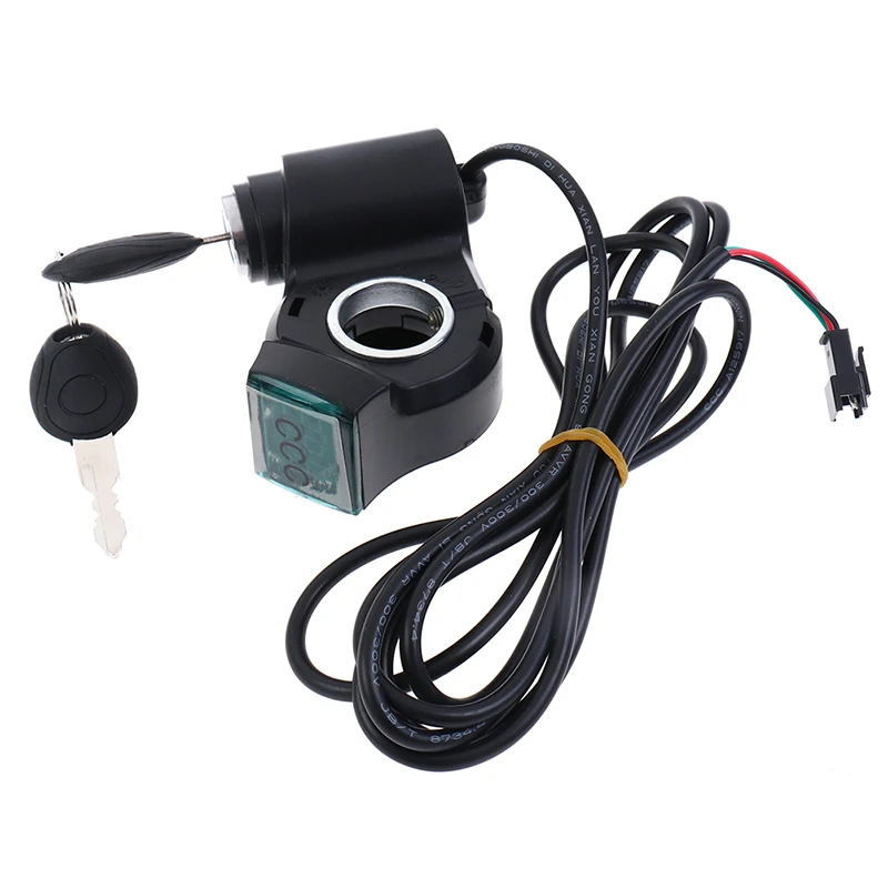 Electric Bicycle Thumb Throttle Voltmeter Digital Voltage Display Switch Power with Key Lock Bike Finger Thumb Throttle