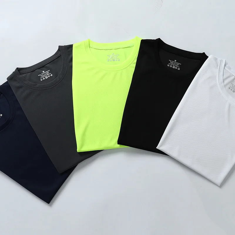 

Мужская футболка с коротким рукавом, быстросохнущая, сетчатая, дышащая, однотонная, для бега, фитнеса, тренировок по баскетболу, базовый слой