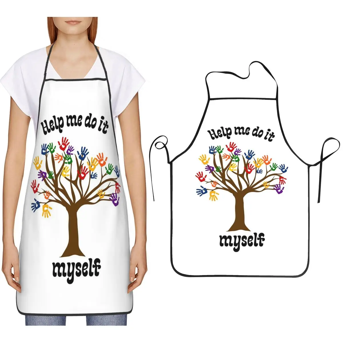 

Фартук Монтессори с цитатой Help Me Do It Myself, фартук для шеф-повара, кулинарии, кухни, нагрудник без рукавов, кухонный сарафан для уборки для женщин и мужчин