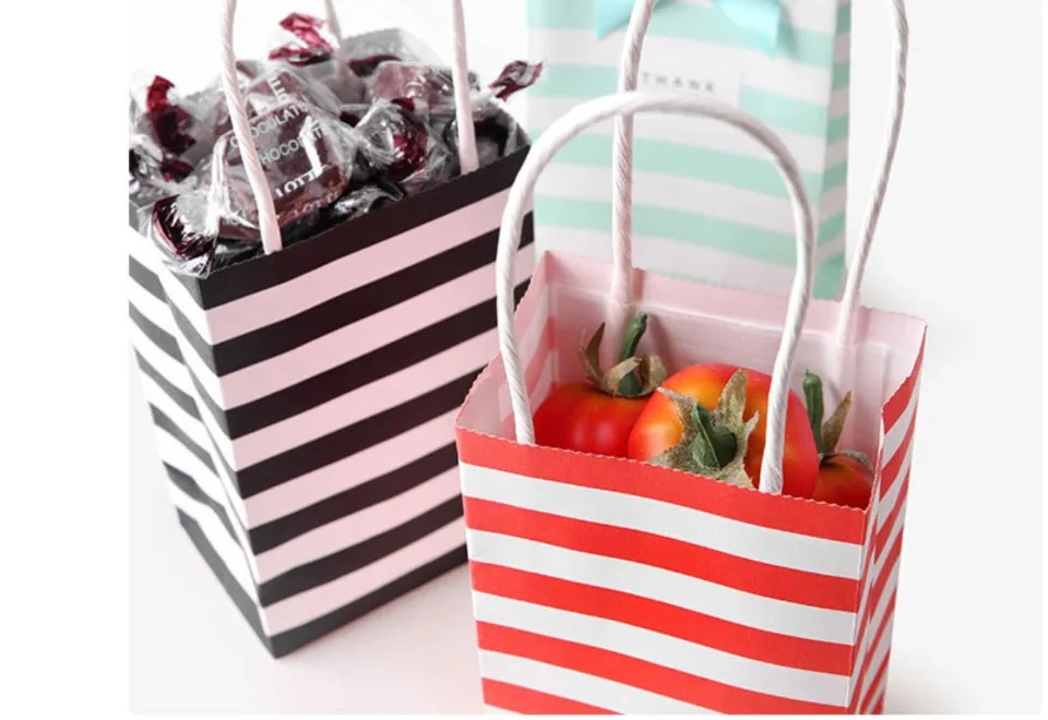 10/30/50 Stück Streifen/Punkte Hochzeitsgeschenke und Geschenke für Gäste Babyparty Geburtstag Party Dekorationen Kinder Papier Geschenktüten – Detail 12