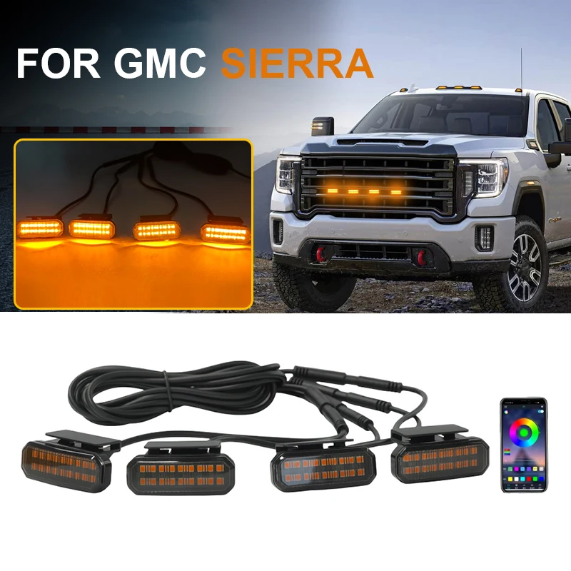 

18 светодиодов передняя решетка для GMC SIERRA автомобильные дневные ходовые огни колеса лампа для бровей для пикапа Offroad 12 В
