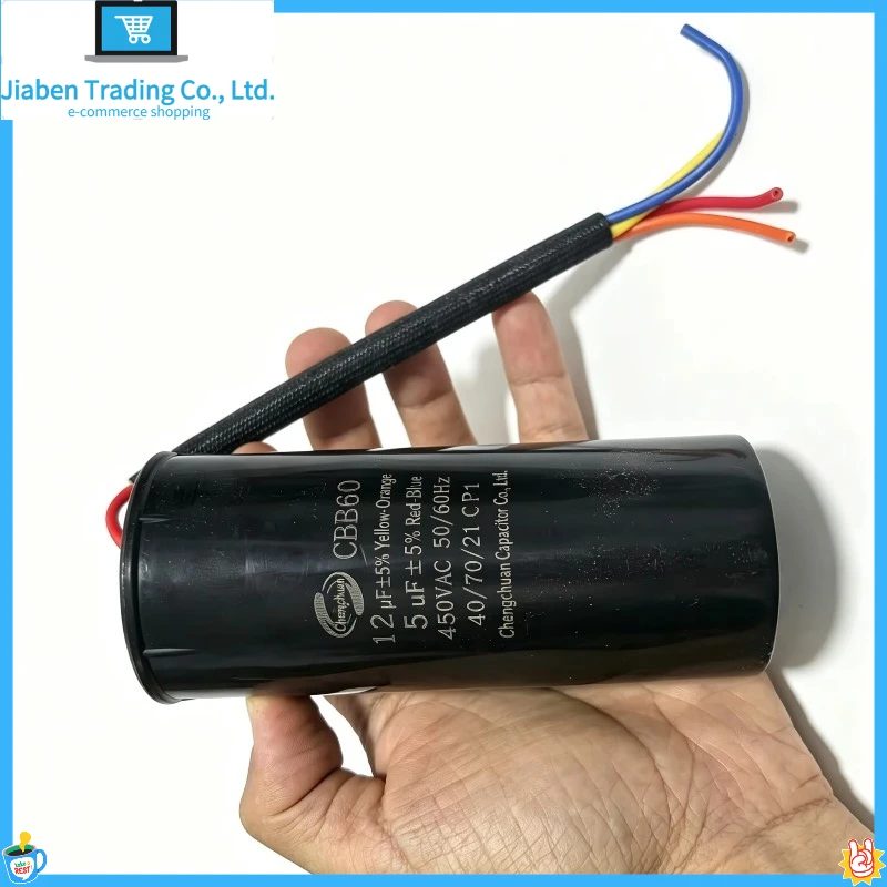1 Unidad Condensador Doble CBB60 12+5uF, 4 Cables, Condensador de Arranque para Lavadora de Doble Tambor, Pieza