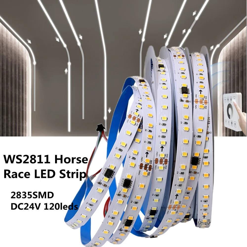 WS2811 LED Strip 2835 SMD Chasing Light Running Water LED Strip Pixel Addressable Horse Race External Control 120leds/m DC24V