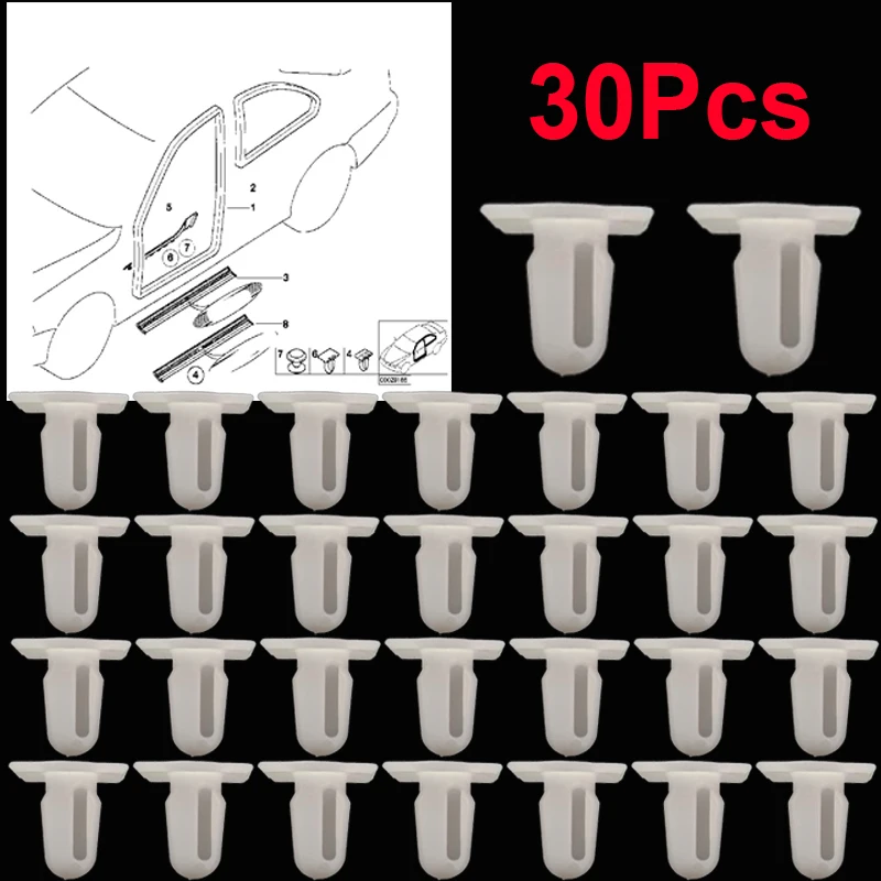 

30Pcs Sill Kick Plate Trim Clips Fasteners For Bmw E30 E32 E34 E36 E38 E39 E46 Z4 3 5 7 X1