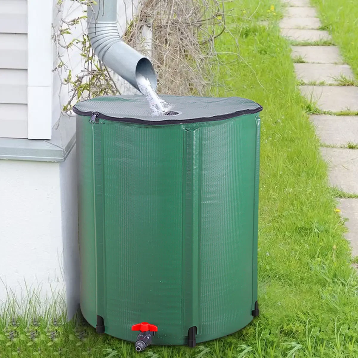 100-250L Rain Barrel collapsible Rainwater Harvest water tank garden strong PVC foldable Collection Tank Container with Runoff