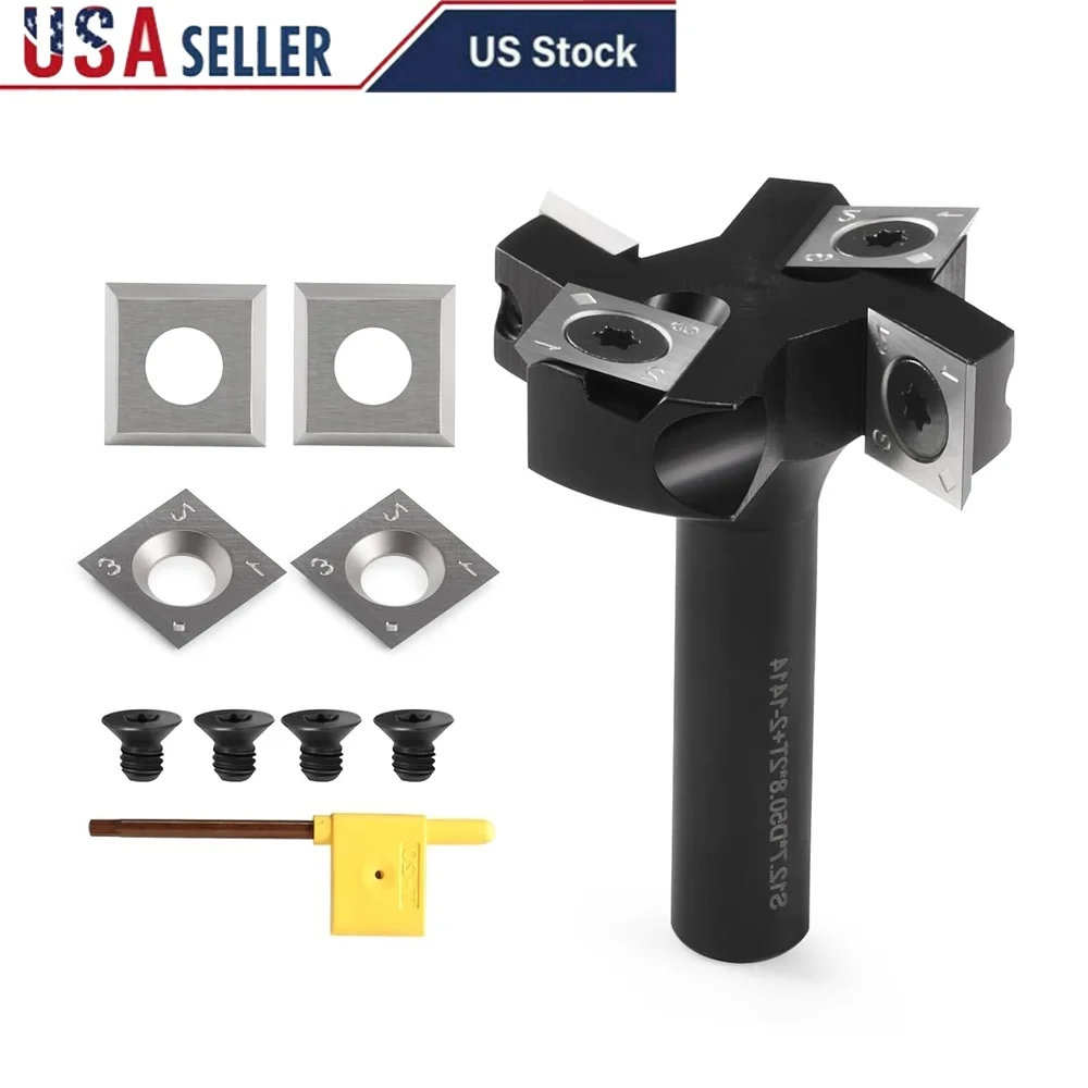 

CNC Router Bit 1/2 Shank Spoilboard Surfacing Tool Carbide Inserts 2 Flute Slab Flattening Woodworking Bit
