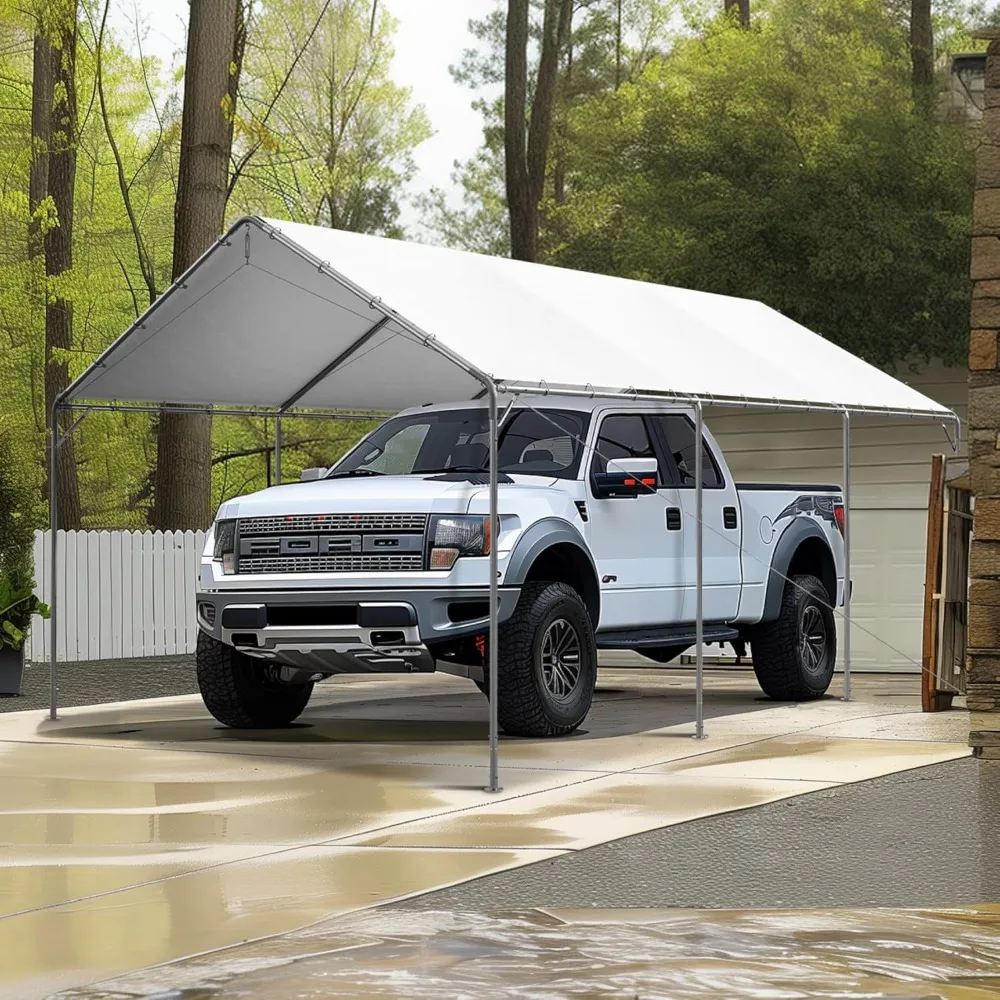 

12' X 20' Heavy-duty Carport, Car Awning Tent with Powder-coated Steel Frame, Portable Garage