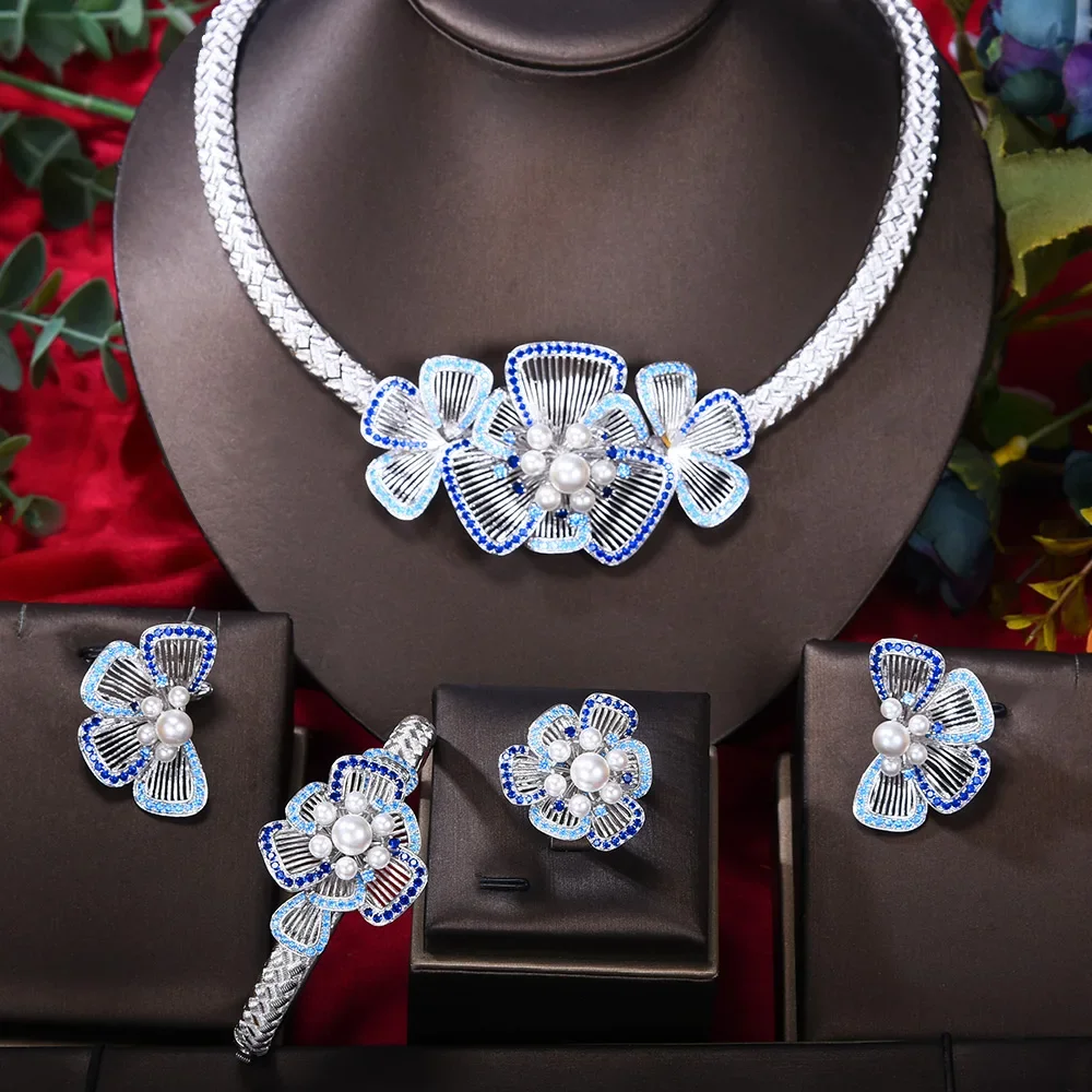 

Soramoore Роскошные позолоченные свадебные комплекты ювелирных изделий, ожерелье, браслет, серьги, кольцо, 4 шт. для женщин, комплекты ювелирных изделий, аксессуары