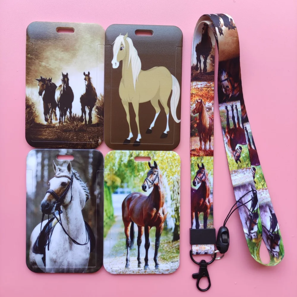 Cute Horse Boy\'s Lanyard ID Badge Holder Men Name Card Holders With Cool Neck Rope Drop Shipping