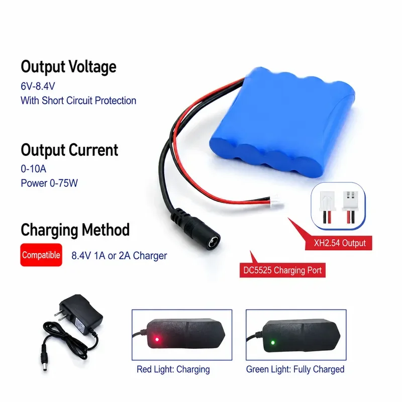 for 7.4V Imported Lithium Battery Pack Large Capacity Dedicated for Outdoor Headlights Solar Street Lights Square Dance Audio