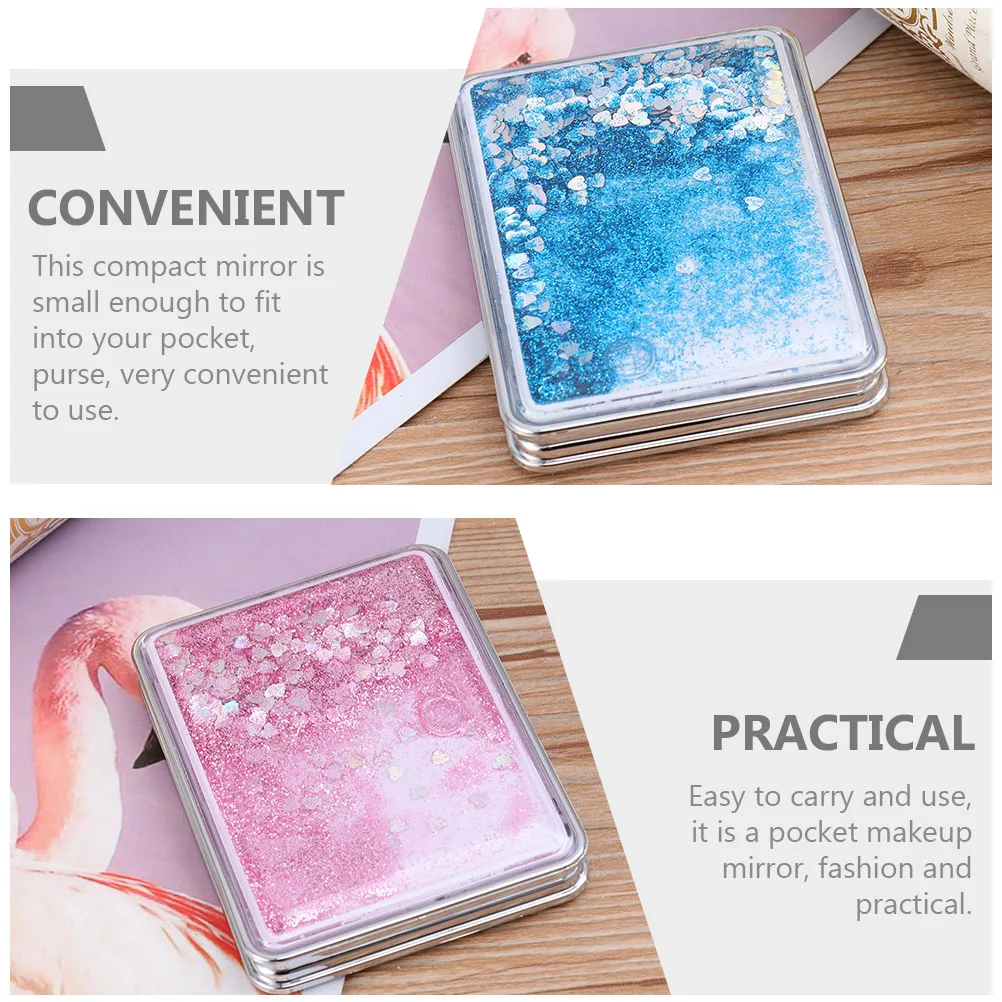 

4Pcs Small Foldable Makeup Mirrors Portable Double-Sided Compact ABS Travel Women Pocket Silver Mirror