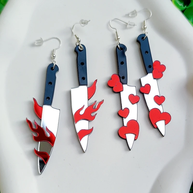 KUGUYS Women's Halloween Knife Shape Earrings for Women Acrylic Gothic Jewelry Edgy Party Gift Accessories