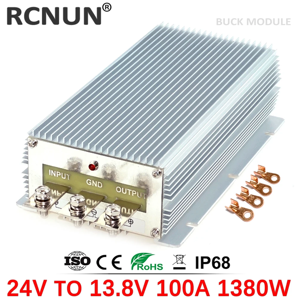 RCNUN 24V to 13.8V 80A 100A DC DC Step Down Converter 24V-13.8V DC-DC Buck Module Voltage Regulator for Cars Boats Solar System