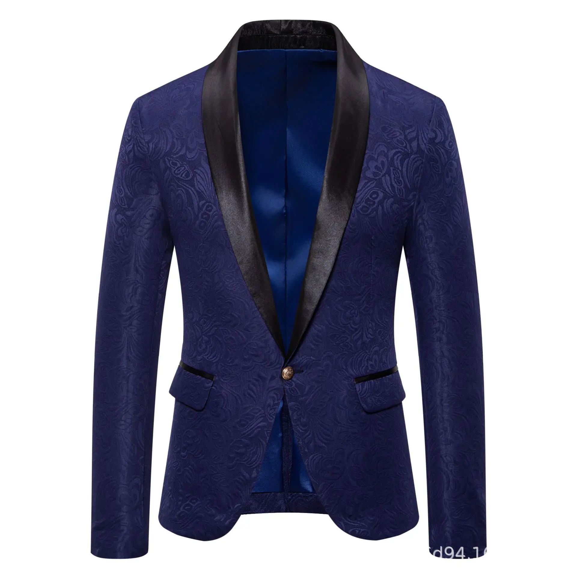 

Red Men's Long-sleeved Suit Jacket, Black Collar Single-button Formal Coat, Available in Blue, Purple, Green, and White Blazers