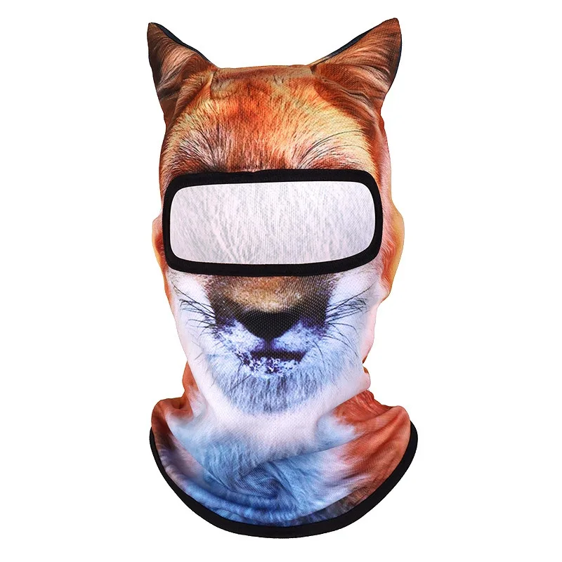 

Funny 3D Animal Face Mask Polyester Fiber Sun Protector Neck Gaiter Dog/Cat Ear Printed Windproof Sunscreen Masque