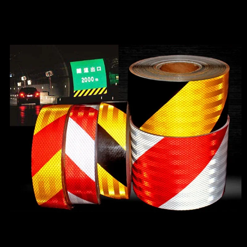 5CM Wide Twill Reflective Strips Road Construction Garage Anti-collision Traffic Warning Self-adhesive Tape Decorative Stickers