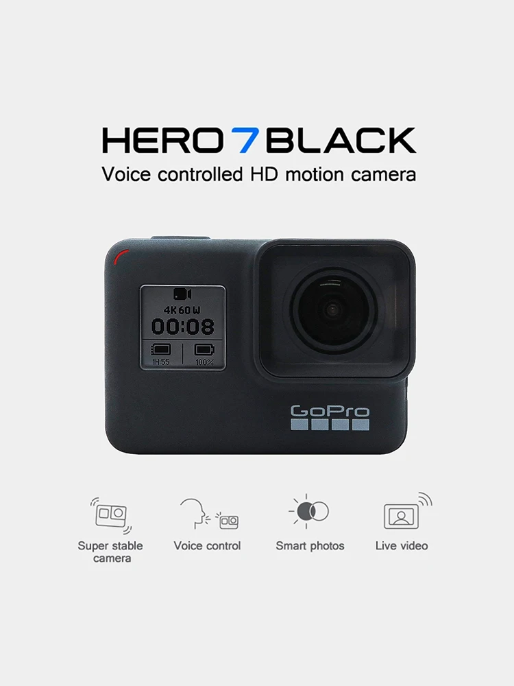 GoPro Hero 7 noir paquet spécial caméra d'action Go Pro Hero7 caméra de Sport 12MP Photo caméra de Streaming en direct 4K 60fps 1080P 240fps