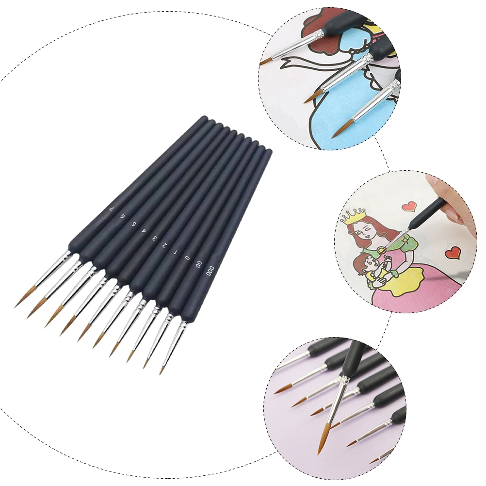 

10 Pcs Hook Line Pen Set Watercolor Brush Pens for Coloring Paint Blue Brushes Painting Travel