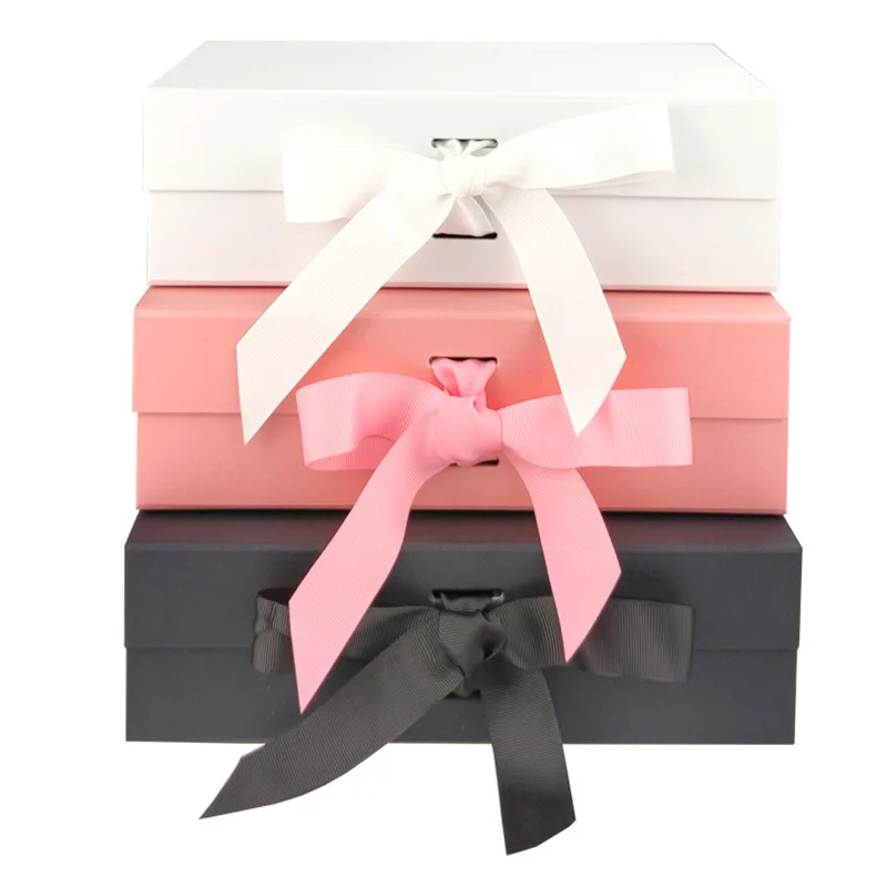 High Quality Cardboard Folding Box Bow Gift Box Magnetic Flip Box Packaging