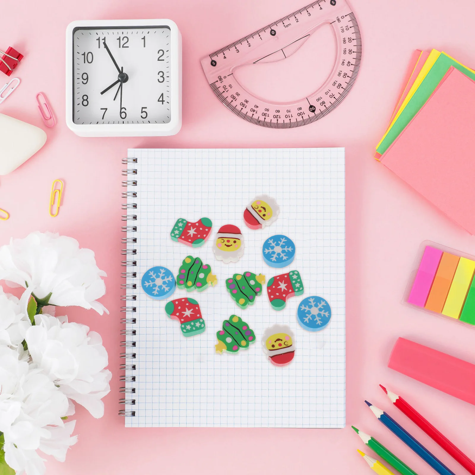 

Christmas Eraser Set 3 Boxes Cartoon Rubber Pencil Stationery Gifts for Kids Students Safe Easy to Erase Writing