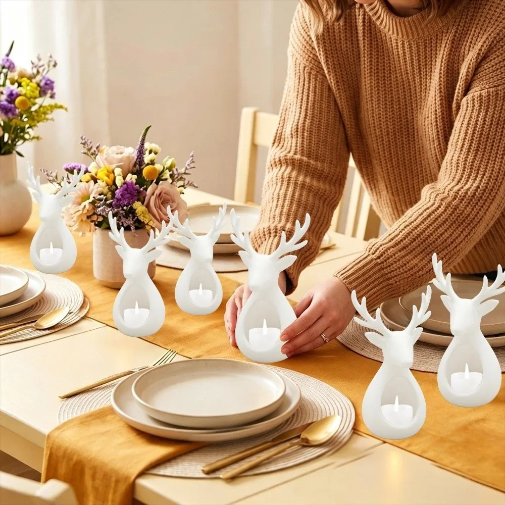 Reindeer Tree Christmas LED Candle Light Star Hollow Out Snowman Small Lights House Ornamnets Christmas Decoration