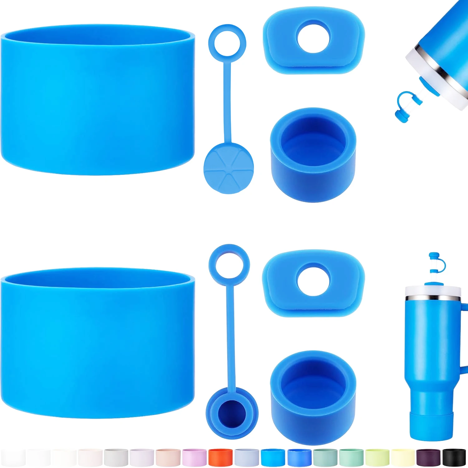 4PCS Leakproof Silicone Spill Proof Stopper Set For Stanley Protective Boot Including Straw Cover Cap For Stanley 30/40oz Tumble