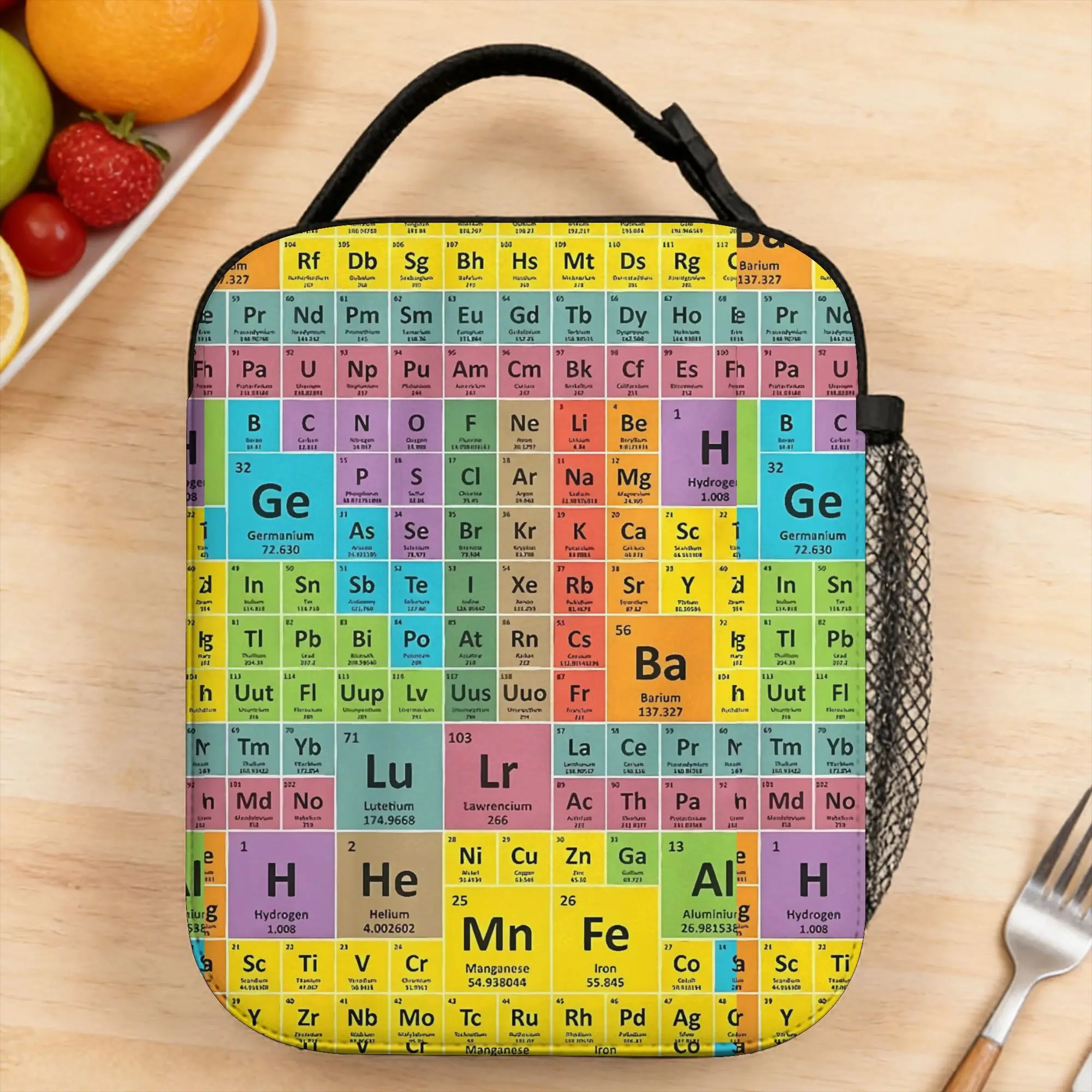 Periodic Table of Elements Lunch Bag  School Lunch Box For Men  Leisure Print Thermal Tote Handbags Oxford Convenient Cooler Bag