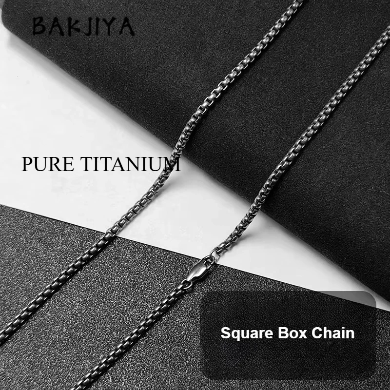Fashion 3mm Pure Titanium Necklace for Men, Lightweight Anti Allergy Square Box Chain for Sensitive Skin Men and Women