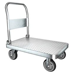 Factory Stainless Steel Silver OEM Producing Hand Push Trolley Folding Heavy Duty Convenient Platform truck hand  Trolley Cart