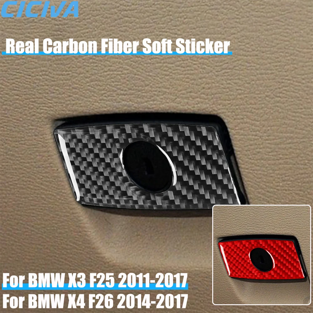 

Real Carbon Fiber Car Accessories Glove Storage Handle Decorative Cover Soft Sticker For BMW X3 F25 2011-2017 X4 F26 2014-2017