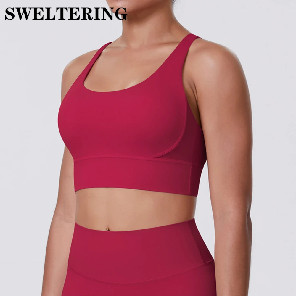 

SWELTERING женские топы на спине с перекрестными бретелями, майка с эффектом пуш-ап, сексуальный спортивный бюстгальтер для бега, дышащее мягкое нижнее белье для фитнеса, однотонный бюстгальтер для йоги