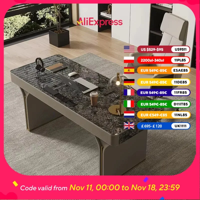 

Asthetic Designer Office Desk Desktop Writing Black Height Computer Desks Study Organisation Mesa Para Computador Furniture